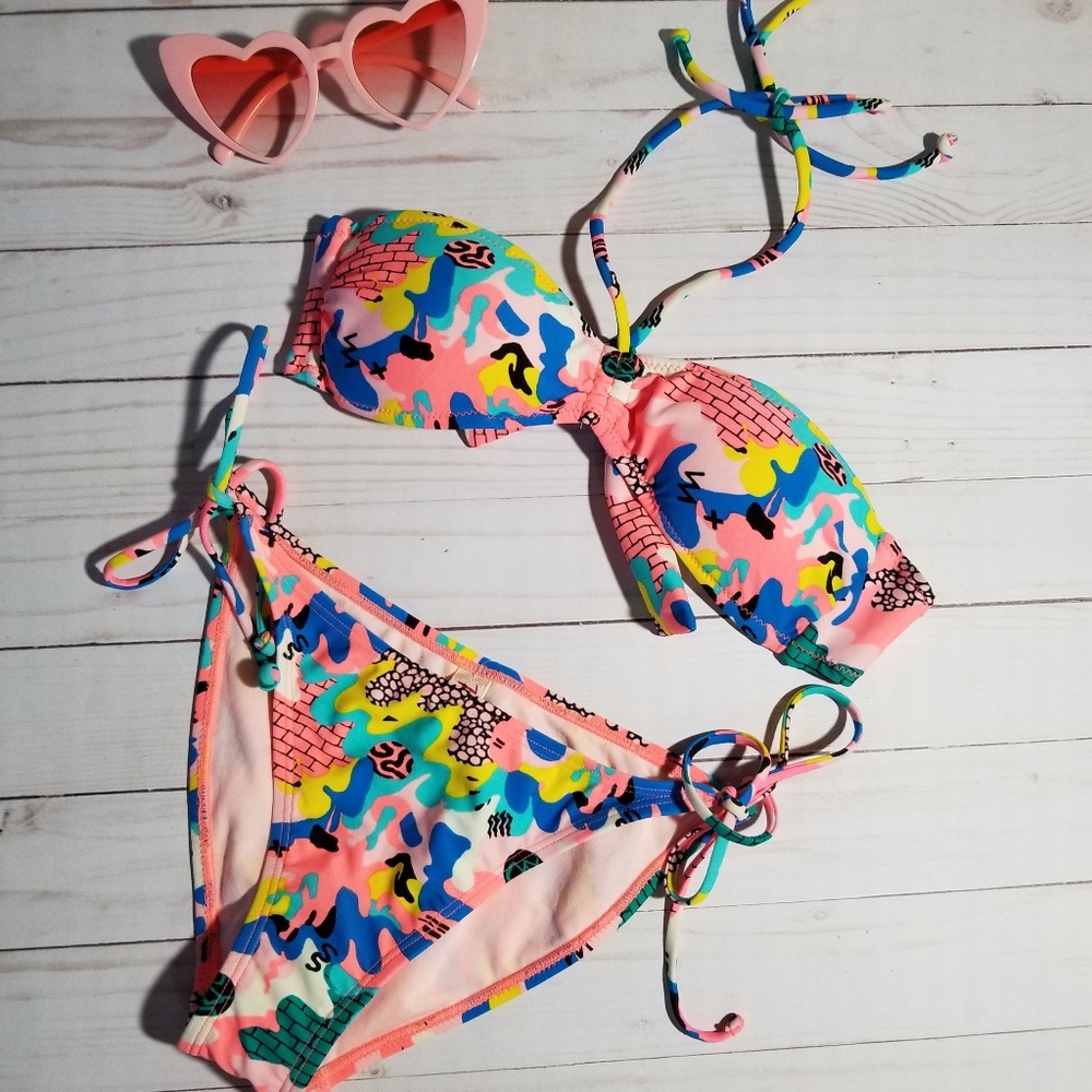 Bright Bandeau Bikini Small